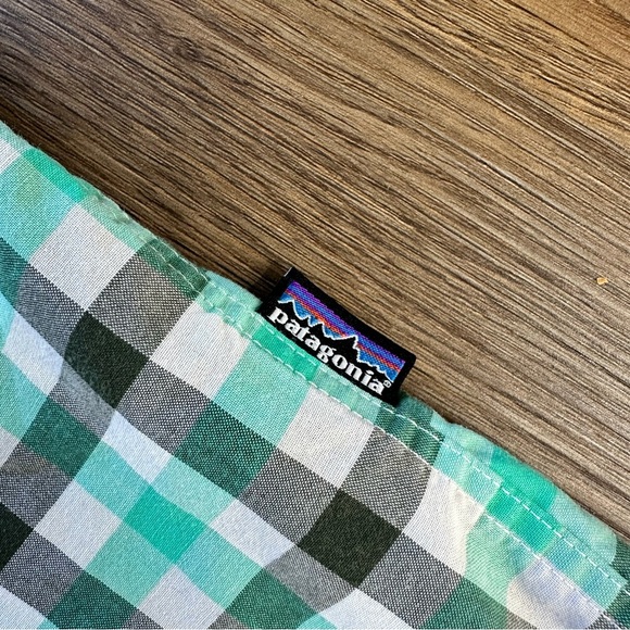 Patagonia Organic Cotton Shirt Mens Large Green Plaid Short Sleeve Button Up - Picture 4 of 8